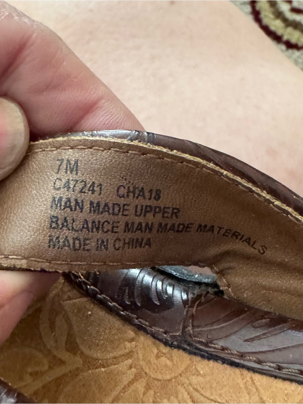 Boc Brown Embossed Leather Flip Flop Sandals - Brown/Tan - Picture 5 of 5